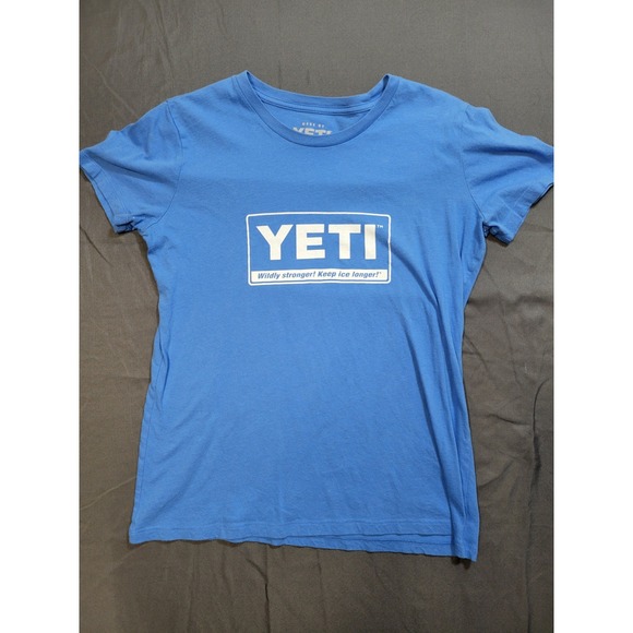 Yeti T-Shirt Wildly Stronger Keep Ice Longer Graphic Tee Blue Large - Picture 1 of 6